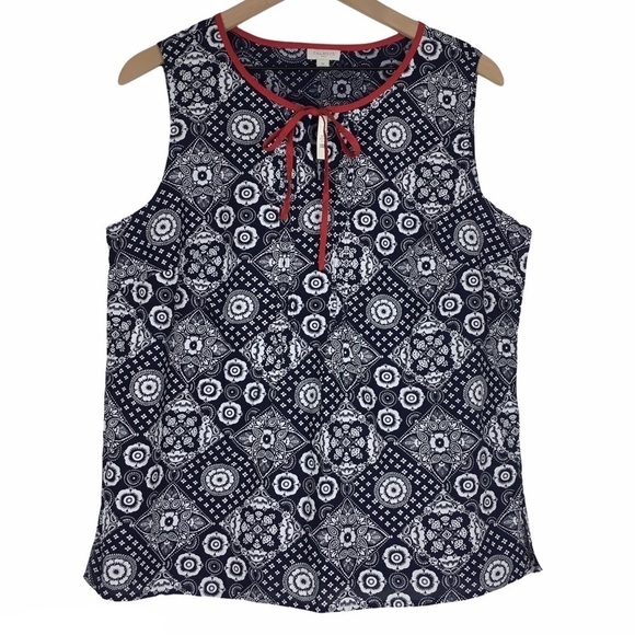 TALBOTS Top Tank Blouse Sleeveless Bandana Print Lightweight Size Medium NWT - Picture 1 of 9
